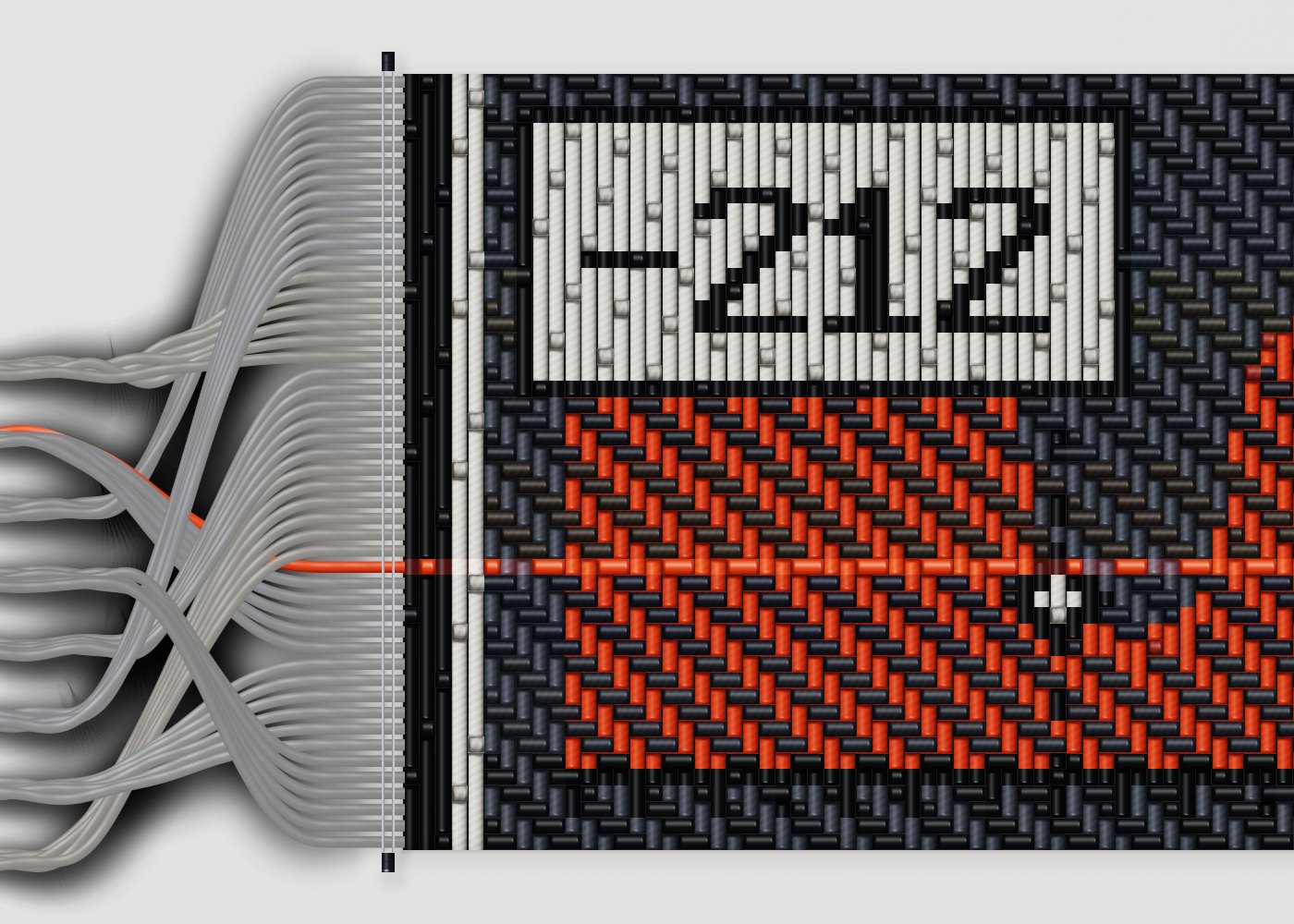 A bright signal emerging from woven threads